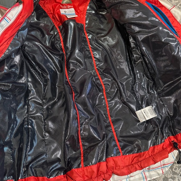 Columbia Women's Red and Blue Plaid Ski Jacket - Picture 4 of 5